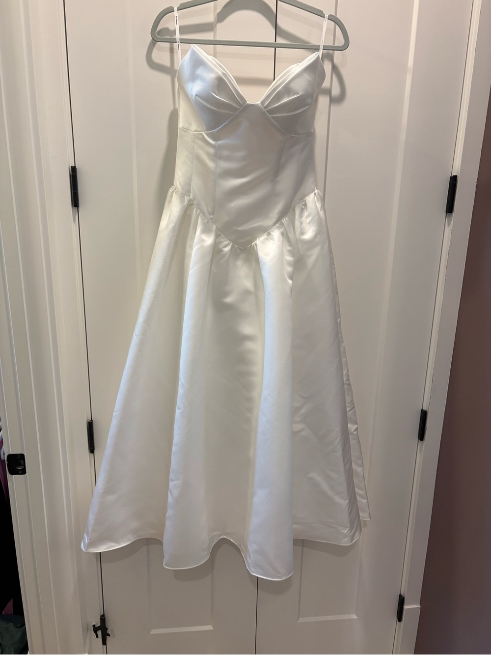 White Satin wedding reception or elopement Dress strapless
